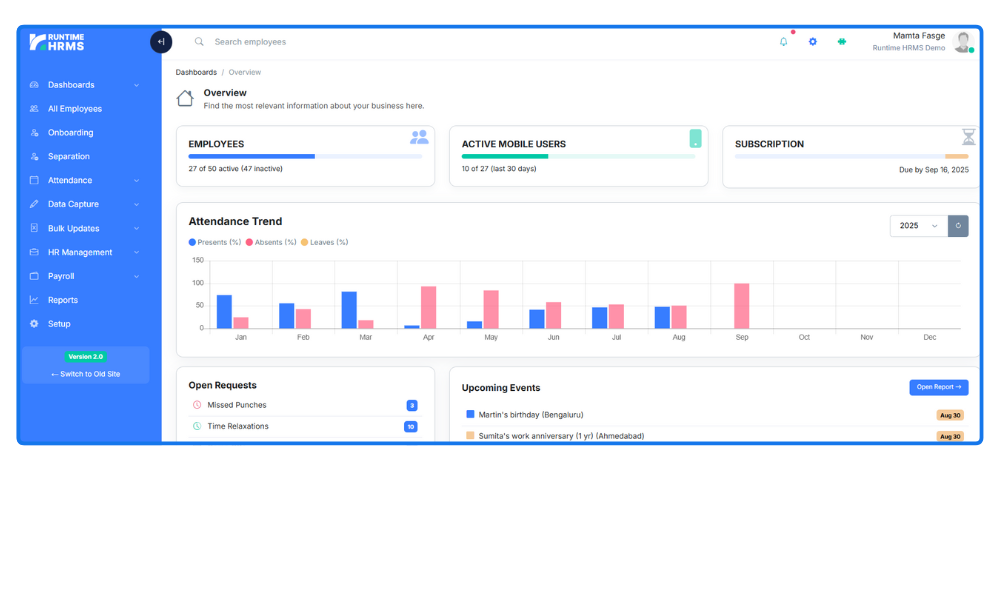 Runtime HRMS Dashboard